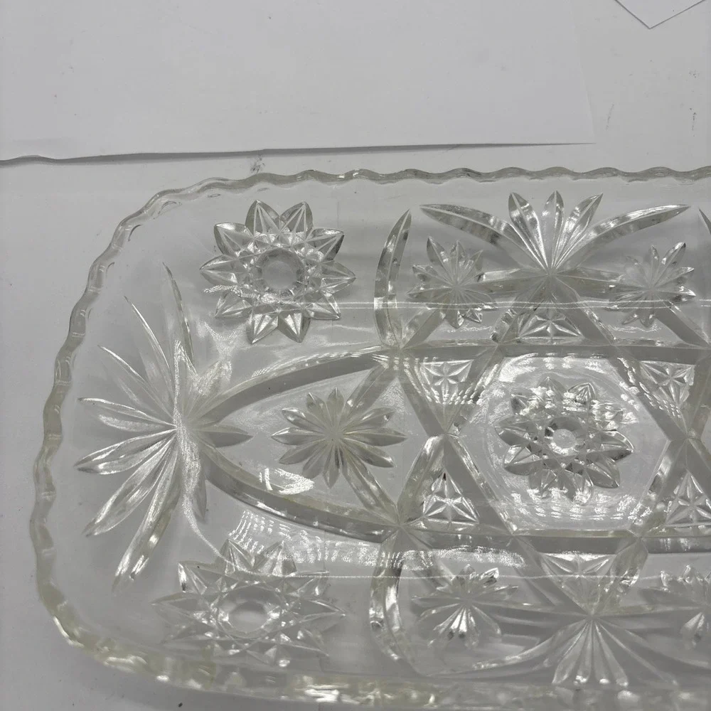Vintage Anchor Hocking prescut Glass 12x6x1 Tray Scalloped Rim. Granny  Dishes